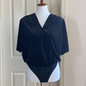 Velvet polka dotted bodysuit